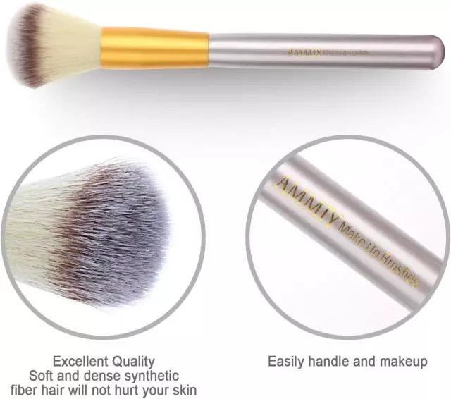 18 Pezzi Pennelli Trucco Set Di Pennelli Trucco Con Custodia Da Viaggio Manico i 5