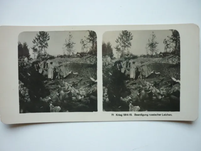 Stereobild NPG Krieg 1914 - 15 Nr. 71 Beerdigung russischer Leichen.  Raumbild