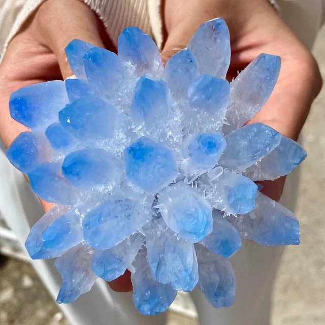 428G New Find Blue Phantom Quartz Crystal Cluster Mineral Specimen Healing