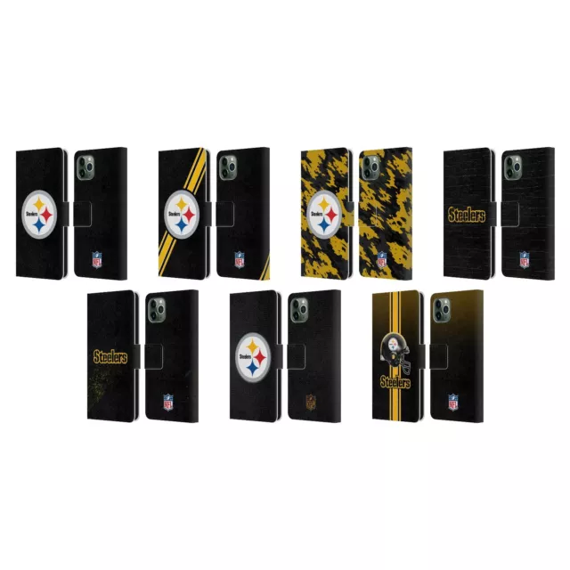 OFFICIAL NFL PITTSBURGH STEELERS LOGO LEATHER BOOK CASE FOR APPLE iPHONE PHONES