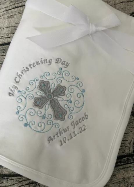 Christening / Baptism Day Baby Shawl/blanket personalised