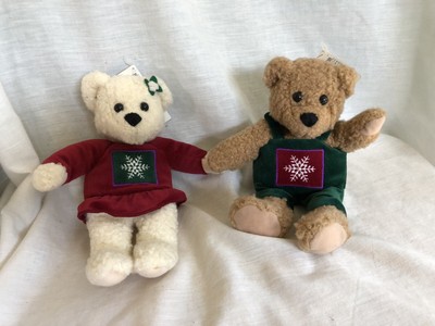 Vintage Hallmark Kiss Mistletoe Christmas Girl Boy Bear Plush Stuff Animal 9"