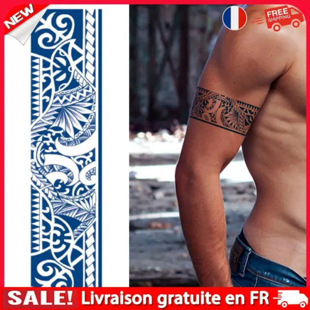 4PCS Waterproof Armband Semi Permanent Tattoo Sticker for Women Men (240x63mm)