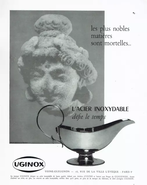 publicité Advertising  0922  1958   Uginox   acier Inoxydable Ugine-Gueugnon