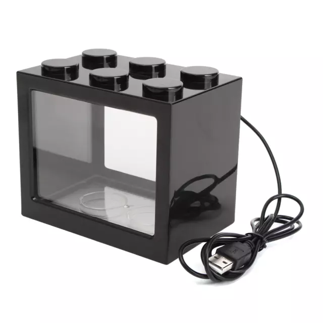 Mini USB LED Light Clear Fish Tank Mini Aquarium Box Bettas Office Desktop Decor