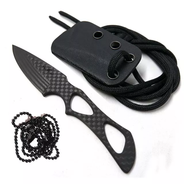 Carbon Fiber Knife Fixed Blade Mini Pocket EDC Tool Survival Keychain Collection 3