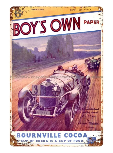 BOY'S OWN PAPER 1938 tin sign vintage collectible metal sign