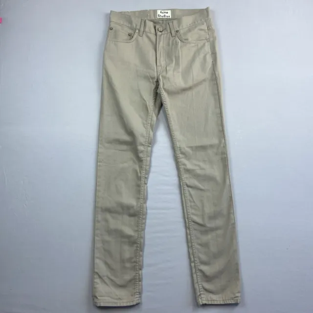 Acne Studios Pants Women 30x31 Skinny Slim Cotton Beige Canvas Casual Jeans Mid