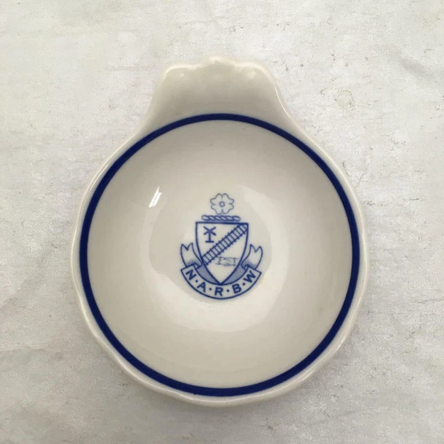 Vintage Syracuse Small Sauce Dish w Cobalt Blue "RAILROAD" Emblem N.A.R.B.W.