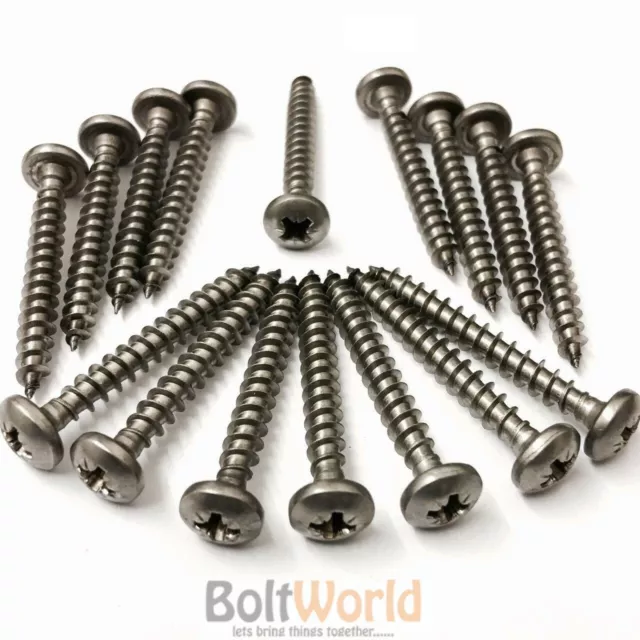 6g 7g 8g A4 MARINE STAINLESS PAN POZI HEAD WOOD SCREWS CHIPBOARD FULLY THREADED