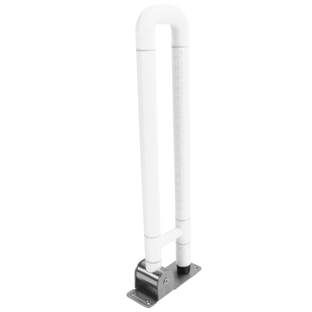 ✪(White)Foldable Toilet Grab Bar Handles Prevent Slip Flip Up Grab Arm Hand Grip