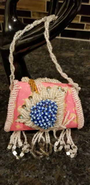 Antique Native American Iroquois Beaded Bag Whimsy Purse