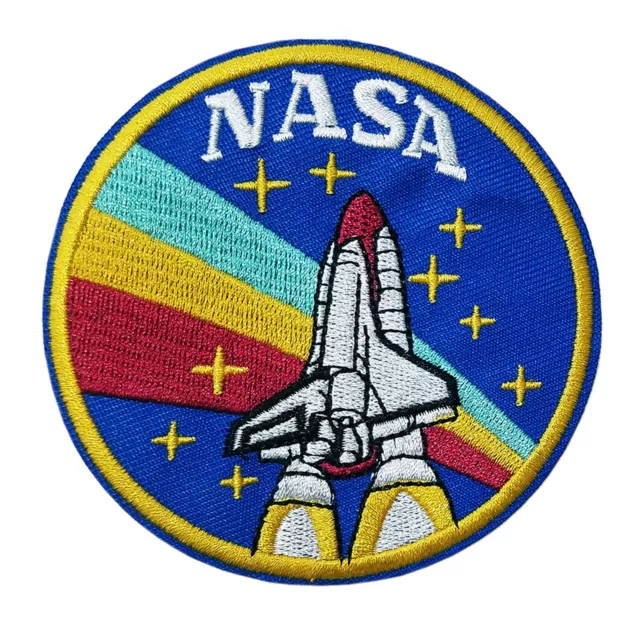 Retro NASA Shuttle Embroidered Patch Hooked Back Applique Space Explorer Planets