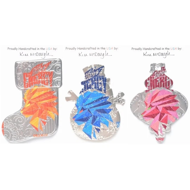 Three Christmas Ornaments Handmade With Recycled Aluminum Soda Cans Set 12C