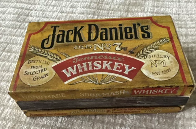Vtg Jack Daniels Whiskey Old No 7 Tin Metal Matchbox & Cover Sleeve