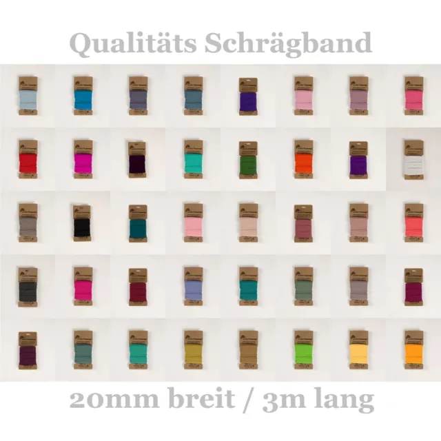 (1,38€/m) - 3m Jersey Schrägband 20 mm - viele Farben