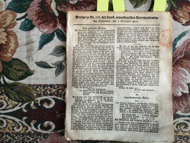 1811 Zeitung  Hamburg b176 Harpstedt Lübbendorf Lübtheen Kraak Detershagen