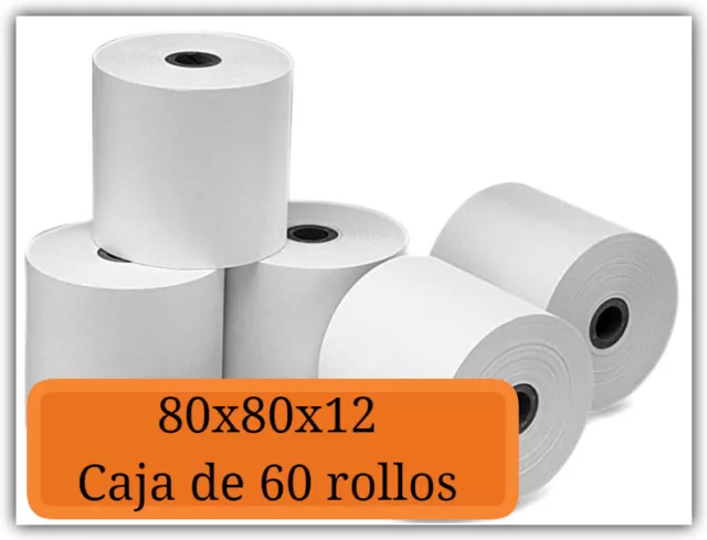 60 Rollos Papel Térmico 80x80 para tickets y recibos termico