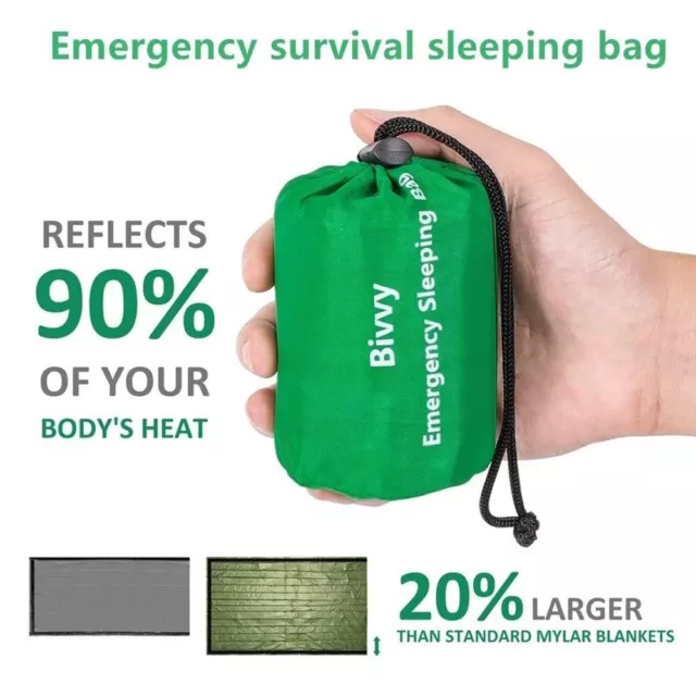 1Pc Outdoor Camping Thermal Sleeping Bag Emergency Survival Hiking Blanket Tool