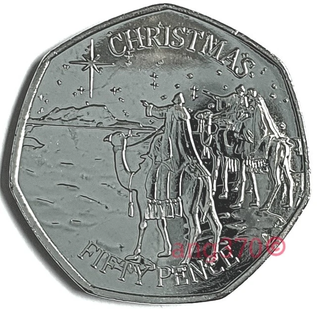 2022 GIBRALTAR CHRISTMAS 50p Coin Three Wise Men Uncirculated from