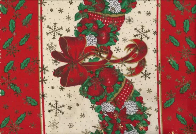 Designer Christmas Fabric Red Green White Polyester Drapery Runners Tablecovers