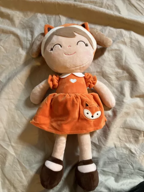 Gloveleya Soft Doll Orange Dress Pong Tails Foxy Ears Stuffed 15”plush