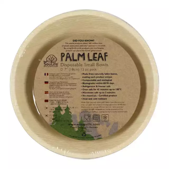 NEW EcoSouLife Palm Leaf Small Bowl 12 Pack By Spotlight