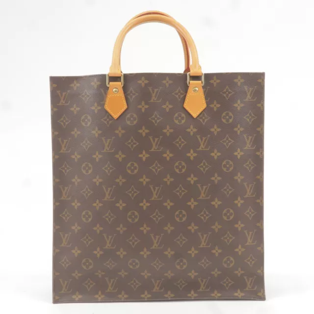 Auth Louis Vuitton Monogram Sac Plat Hand Bag Tote Bag M51140 Used 2