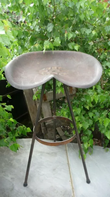 Original FRENCH  Brocante Vintage Tractor Seat Bar Stool  Rustic Cast Iron *