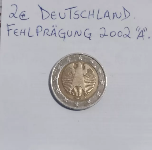 2 € Euro Münze FEHLPRÄGUNG Deutschland 2002 A