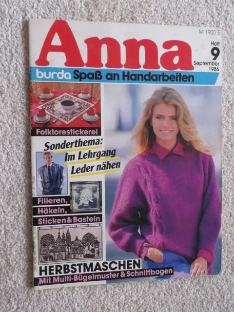 Anna; Burda - Spass an Handarbeiten; Heft 9/1989; komplett;  Kunststricken u.a