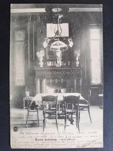 Rare Carte Postale Ancienne PARIS Auteuil ÉCOLE SCIENTIA Salle à Manger