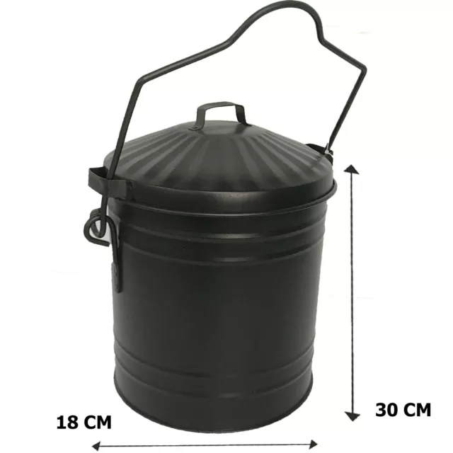 Ash Carrier Box w/ Lid Galvanised Metal can Hot Fireplace Tidy Bucket Container 3