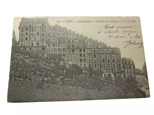 Paris, Vieux Carte Postale, 1904, Montmartre, Maisons Rue Muller, France, Carte