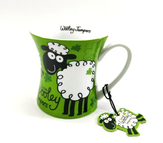 Wooley Jumpers Coffee Tea Mug Cup Shamrock Sheep Lamb Irish Green