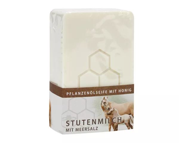 4x 100g Stutenmilch Honigseife mit Meersalz Pflanzliche Natur Honig Stück Seife