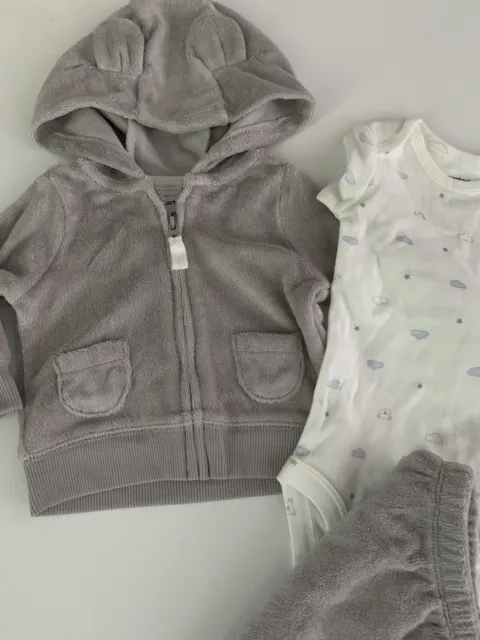 Carters Baby Boy Terry Jacket Bodysuit Pants Set Size Newborn 9 12 Months Gray 3