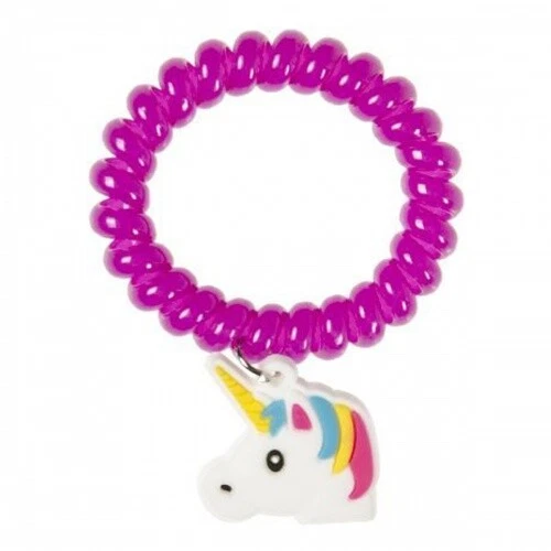 Armband mit Einhorn Anhänger, 6 Stück - Haarband Spiralgummi