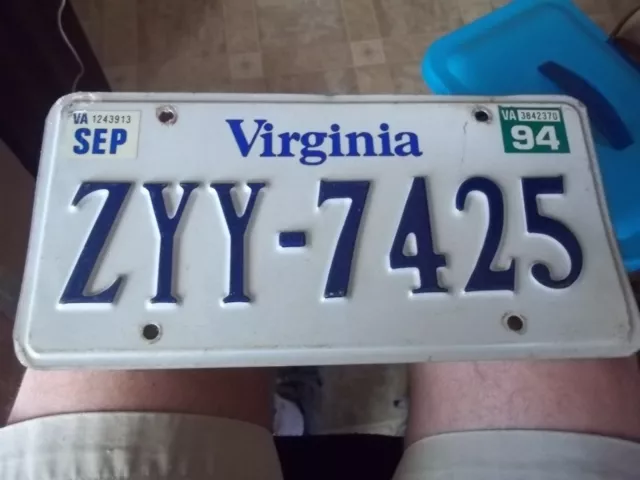 Virginia License plate 1994 ZYY-7425