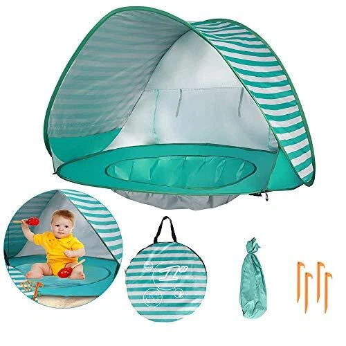 Baby Beach Tent with Pool UPF 50+ Beach Sun Shelter Outdoor Tent for Aged 0-3...
