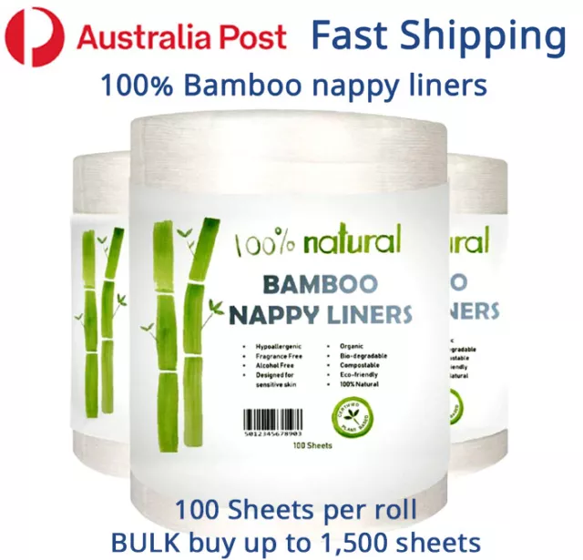 100% Bamboo Nappy Diaper Liners/Baby cloth, disposable, organic, 8 rolls