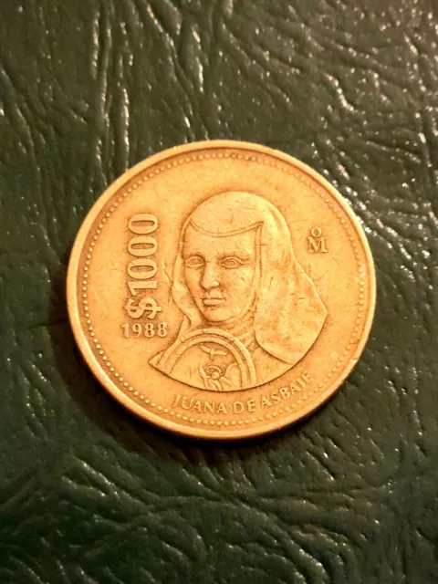Vintage  $1000 1988 Juana De Asbaje ESTADOS UNIDOS MEXICANOS Coin