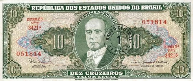Brasilien / Brazil P.183b 1 Cent auf 10 Cruzeiros (1967) (1)