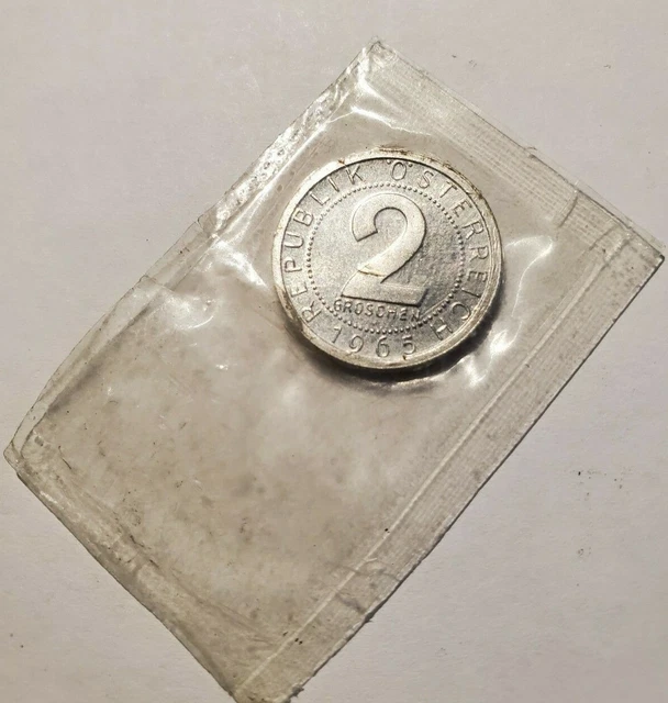 Austria 1965 2 Groschen Coin Uncirculated