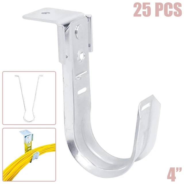 25 Pcs 4" J-Hook Ceiling Mount Hang Network Cable Cord Support Wire Management