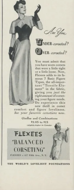 1941 Flexees Balanced Corset Tensile Element Foundations Vintage Print Ad L5