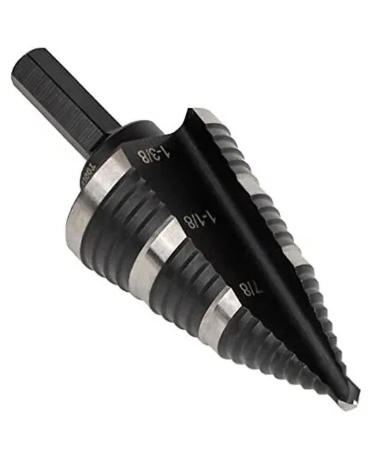 Klein Tools KTSB15 Step Drill Bit 15 Double Fluted 7/8 to 1-3/8-Inch Hex Shank 3