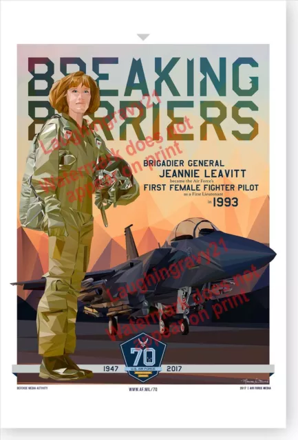 USAF United States Air Force Breaking Barriers First Female Fighter Pilot Poster