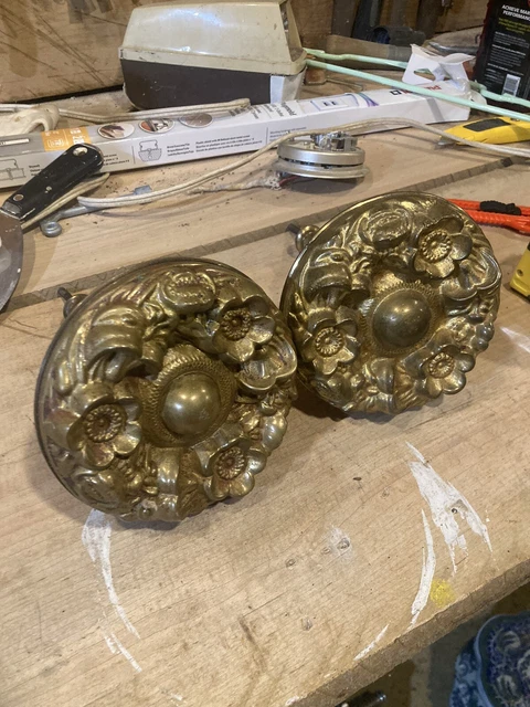 Antique Bronze Victorian Curtain Tie Backs Floral