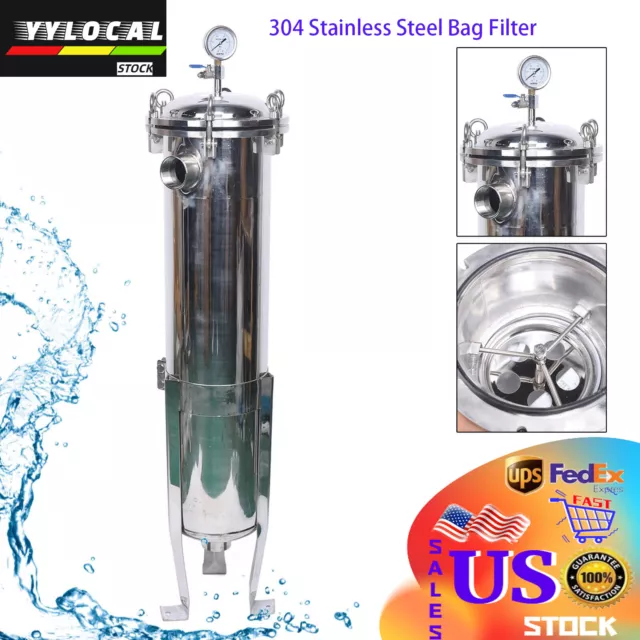 2 Inch NPT Bag Filter Housing 150Psi In/Out #2 Bag W/ Mesh 304 Stainless Steel 2 Inch NPT Bag Filter Housing 150Psi In/Out #2 Bag W/ Mesh 304 Stainless Steel